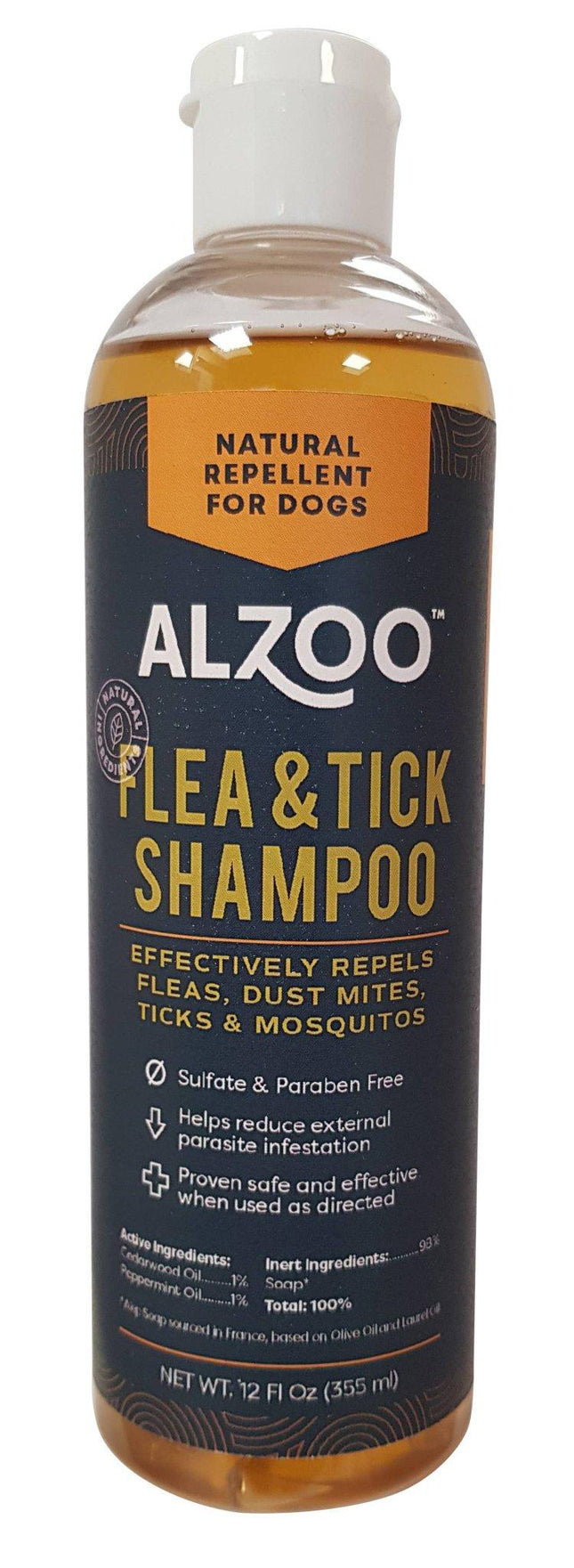 ALZOO Plant-Based Flea and Tick Repellent Shampoo for Dogs - 12oz