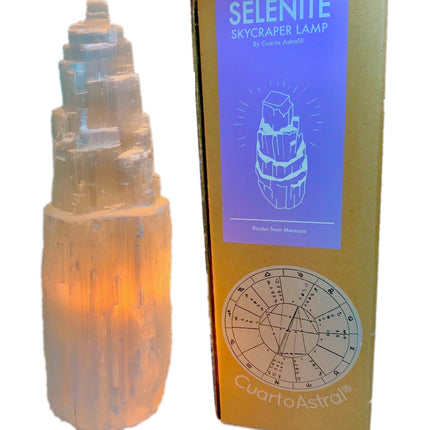 Selenite Crystal Skyscraper Lamp Prime