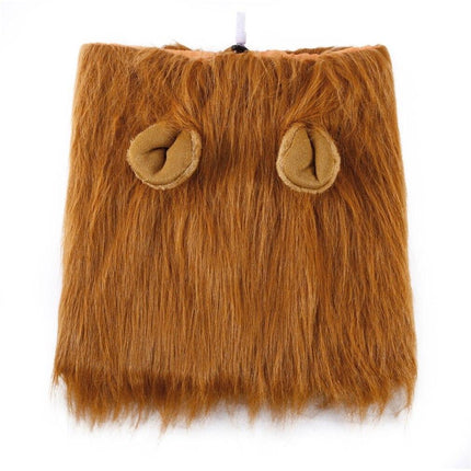 Lion Mane Wig for Dogs – Funny Halloween Pet Costume with Ears (One Size, Light Brown)
