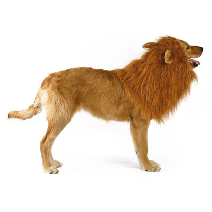Lion Mane Wig for Dogs – Funny Halloween Pet Costume with Ears (One Size, Light Brown)